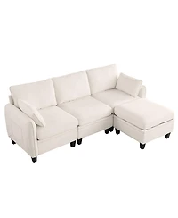 Streamdale Furniture 85" Beige Modular Sectional Sofa with Storage Ottoman
