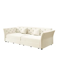Streamdale Furniture Streamdale Queen Pull Out Sofa Bed with Fabric Flower Design, Velvet Loveseat Bed