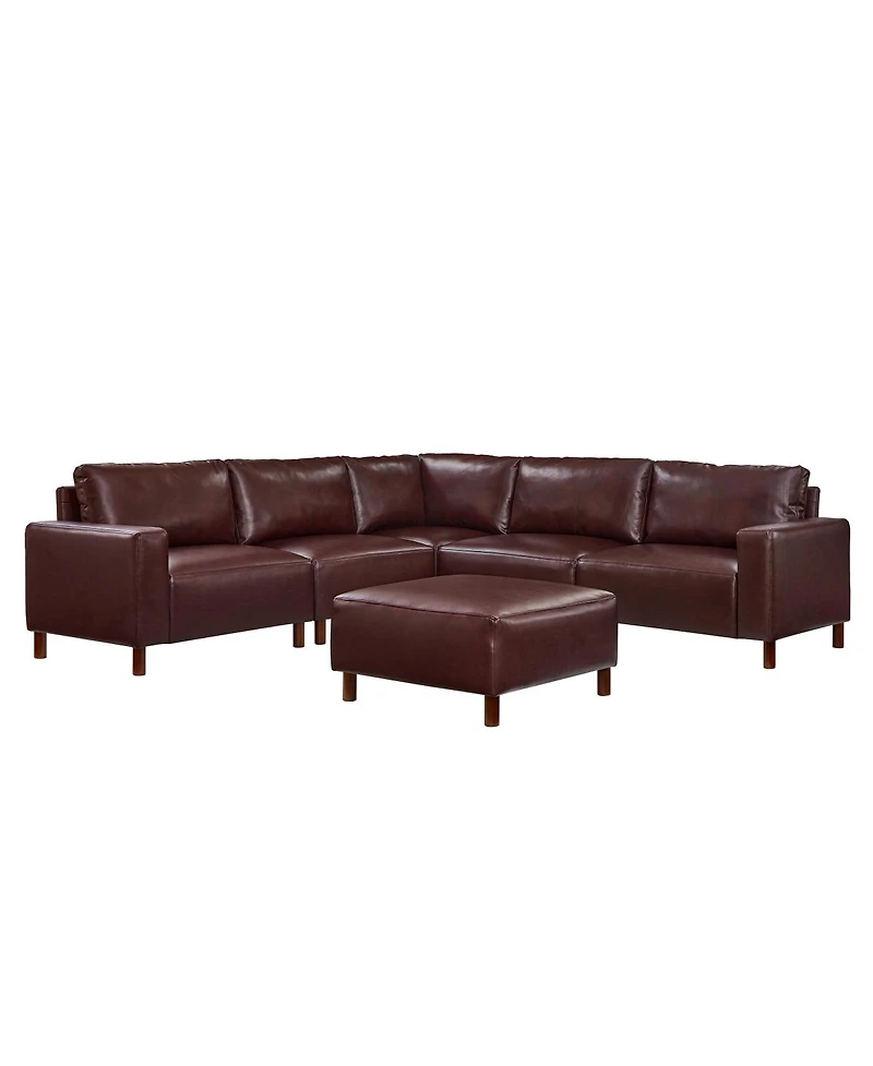 Streamdale Modern Luxury Sectional Sofa, Breathable Pu Leather Couch, Burgundy