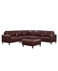 Streamdale Modern Luxury Sectional Sofa, Breathable Pu Leather Couch, Burgundy
