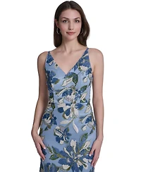 Eliza J Women's V-Neck Floral Sequin Gown