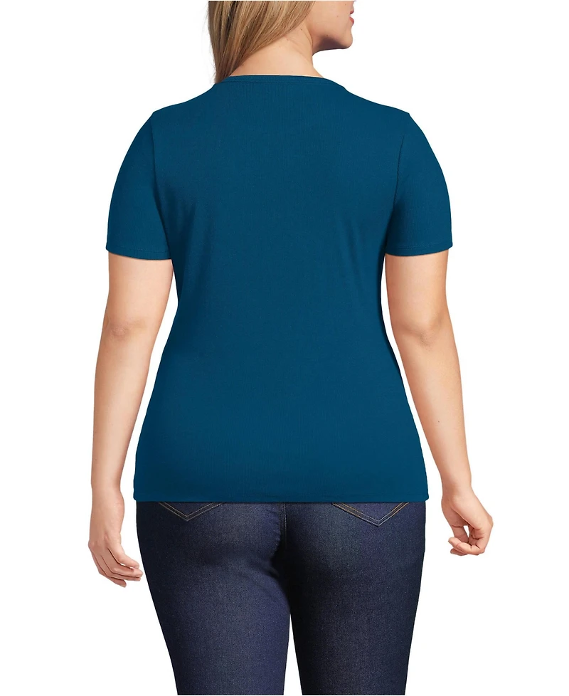 Lands' End Plus Micro Rib T-Shirt