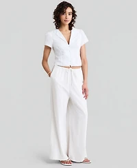 And Now This Petite Collared V-Neck Short-Sleeve Shirt, Macy's Exclusive