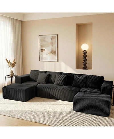 Streamdale Modular U-Shaped Sectional Sofa, 132-inch 4-Seater with Reversible Chaise Lounge
