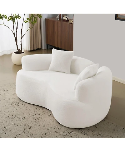 Streamdale Furniture Curved Loveseat Sofa, Teddy Velvet, No-Assembly, 350 lbs Capacity