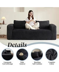 Streamdale Furniture Cloud Loveseat Sofa Couch in a Box, 3 Seater Boneless Couch, Comfy Deep Seat Corduroy Sofa