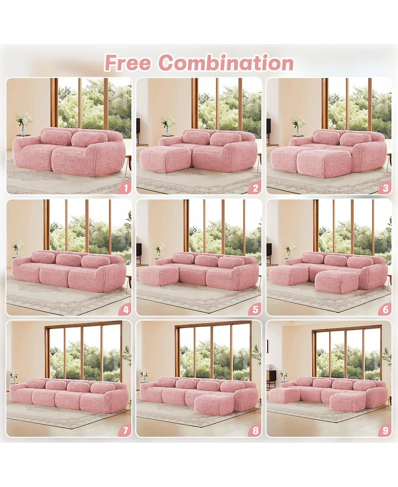Streamdale Furniture L-Shaped Boneless Sofa, Soft Fluffy Plush, Chaise, 32D Sponge, No Assembly