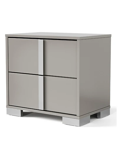 Erina 23.5" Wood Glossy 2-Drawer Nightstand