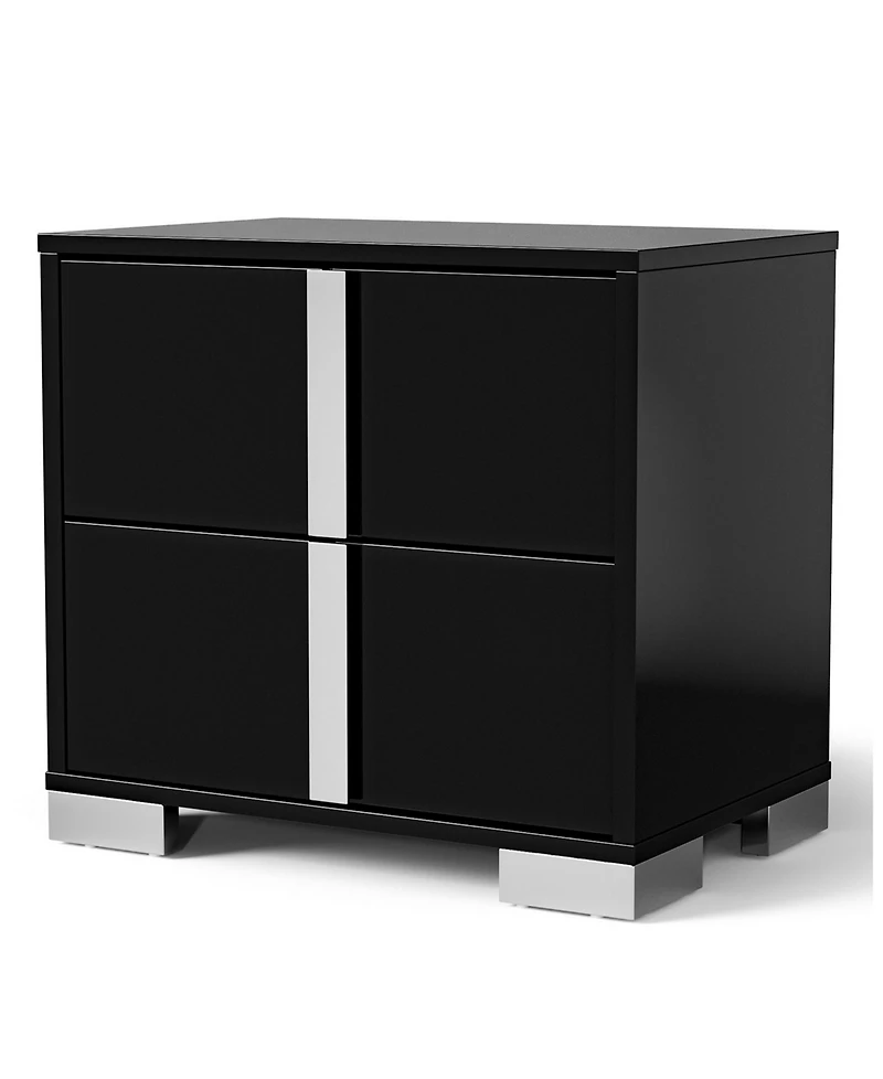 Erina 23.5" Wood Glossy 2-Drawer Nightstand