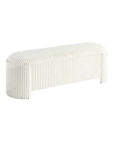 Jorvien 50" Wood Oval Corduroy Storage Bench