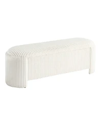 Jorvien 50" Wood Oval Corduroy Storage Bench