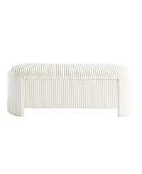 Jorvien 50" Wood Oval Corduroy Storage Bench
