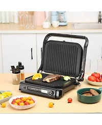 Ecooso 14.4 Inch 7-in-1 Commercial Electric Griddle, 1800W Countertop Grill with Adjustable Temperature Control