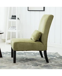 Streamdale Furniture Contemporary Chenille Fabric Armless Chair with Pillow