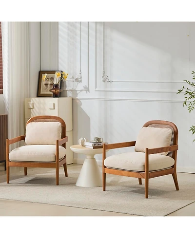 Streamdale Furniture Mid-Century Modern Rattan Accent Chair - Set of 2