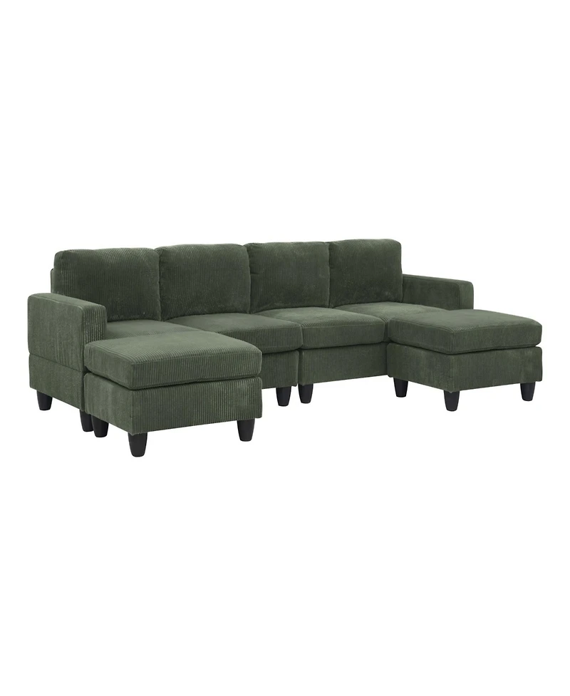 Streamdale Furniture Savannah Modular Corduroy Sectional Sofa with Ottoman