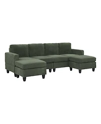 Streamdale Furniture Savannah Modular Corduroy Sectional Sofa with Ottoman