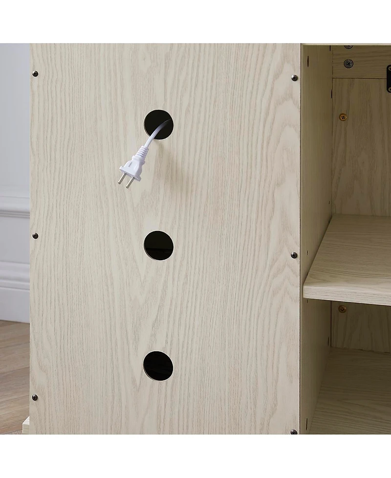 Streamdale Furniture Mantel Stone Tv Media Stand with Faux Stacked Stone Surround