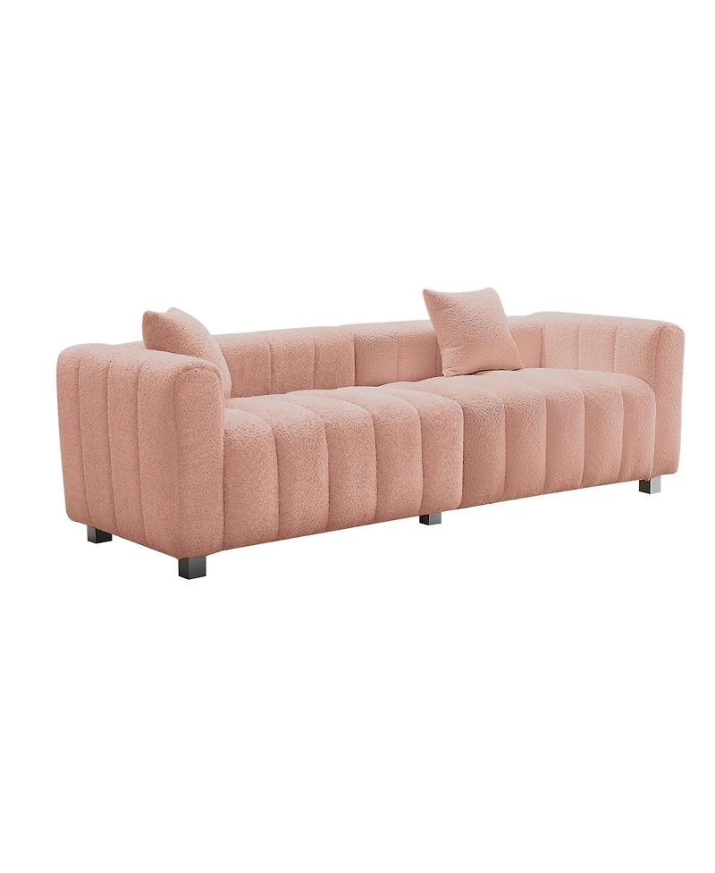 Streamdale Furniture Premium Velvet 3-Seater Sofa with Metal Base and 2 Pillows