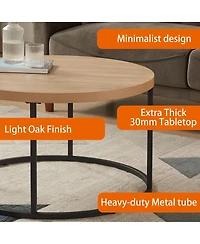 Streamdale Furniture 31.5" Round Coffee Table - Modern Industrial Wood & Metal Center Table