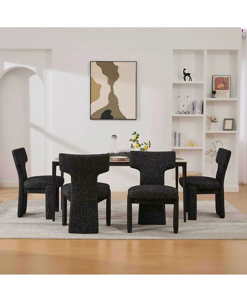 Streamdale Furniture Modern Chenille Dining Chair Set of 4, Armless Curved Back Accent Chairs