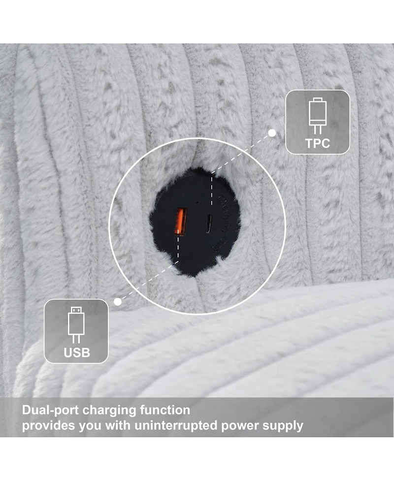 Streamdale Furniture 100-inch L-shaped corduroy sofa with modular seating and built-in charging ports