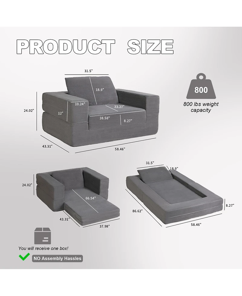 Streamdale Furniture Compression Human Dog Sofa Bed for Adult & Pets, Modern Floor Couch