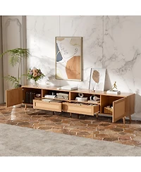 Streamdale Furniture Rattan Tv Stand for TVs up to 90", Modern Farmhouse Media Console