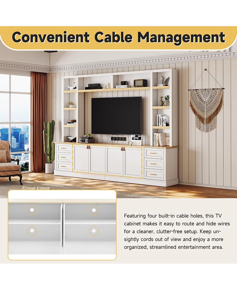 Streamdale Furniture Farmhouse 4-Piece Entertainment Center Wall Unit