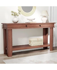 gaomon 54" Wooden Console Table with 2 Drawers and Open Storage Shelf