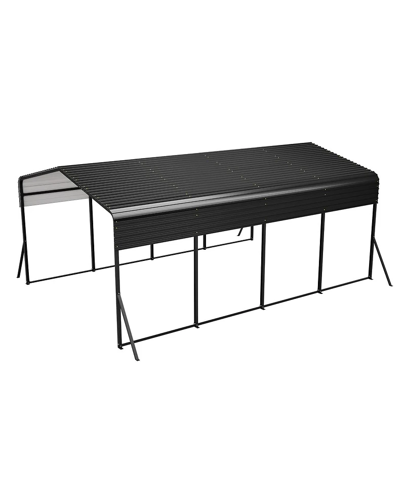 Streamdale Furniture 13x20 Ft Metal Carport w/ Reinforced Frame & 4 Poles, Steel Roof Shelter