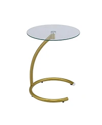 Kings Brand Furniture Modern Round End Table / C Table with Tempered Glass Top – Chrome Metal Frame Accent Side Table for Living Room, Bedroom,