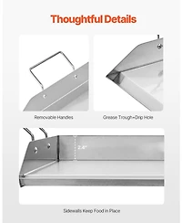 Ecooso 18 x 16 Inch Stainless Steel Griddle Plate for Gas Grill with Handles