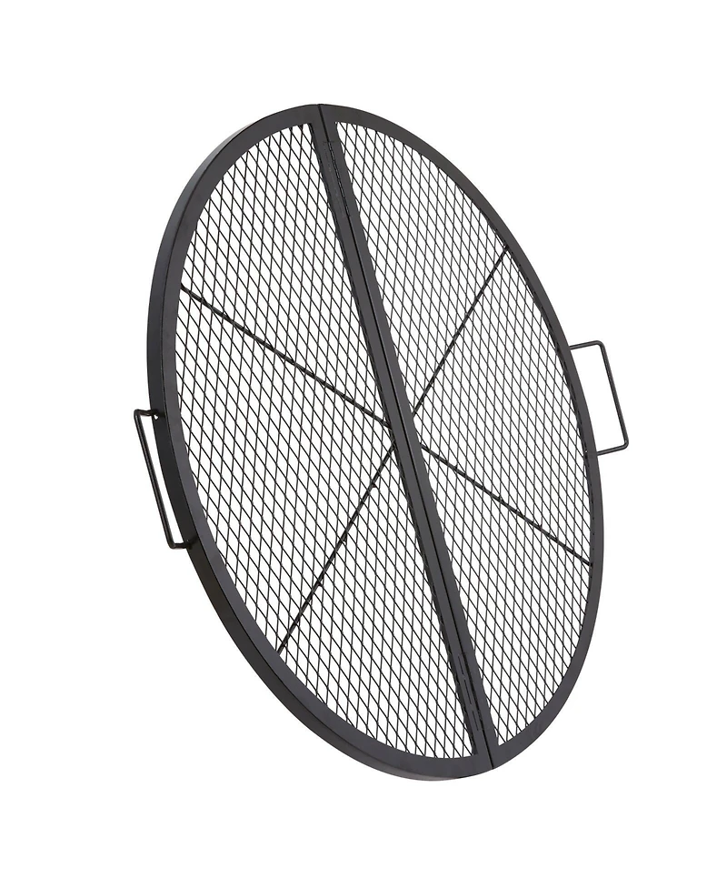 Ecooso 36 Inch Foldable Fire Pit Grill Grate, Heavy Duty Steel Campfire Cooking Grid with Handles