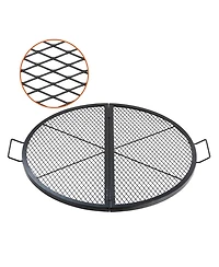 Ecooso 36 Inch Foldable Fire Pit Grill Grate, Heavy Duty Steel Campfire Cooking Grid with Handles