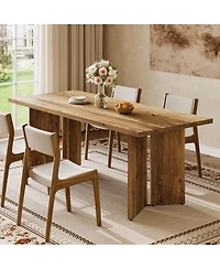 Tribesigns 63 Inch Solid Wood Dining Table, Farmhouse Kitchen Table, Rustic Wooden Dinner Table