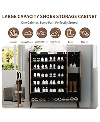 Homfan Shoe Cabinet, Large Shoe Cabinet with 3 Doors, Adjustable Shelves, Shoe Organizer with Doors for Hallway, Entryway, Living Room