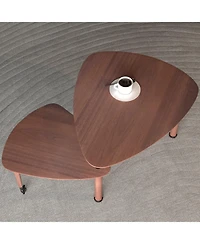 Streamdale Furniture 360 Rotatable Coffee Table for Living Room, Solid Wood Legs, Modern Apartment Furniture