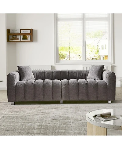 Streamdale Furniture Premium Velvet 3-Seater Sofa with Metal Base and 2 Pillows