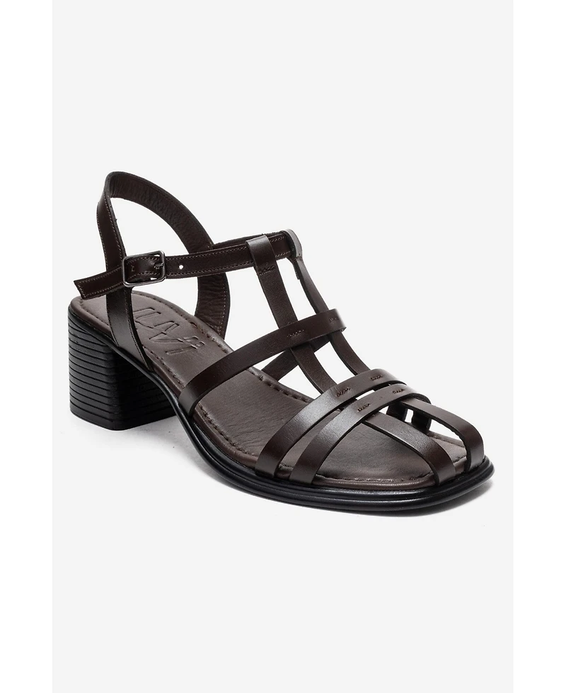 Forever and Always Women's Shoes Cielos Leather Block Heel Sandal