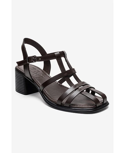 Forever and Always Women's Shoes Cielos Leather Block Heel Sandal