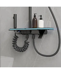 Lalahoo 3-Spray Shower Faucet 2.5 Gpm with Piano Button Control, Led Temperature Display and Ambient Light