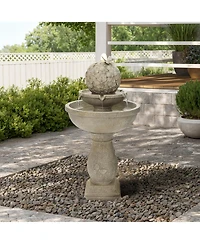 LuxenHome Decorative Garden Birdbath Fountain, Resin Water Feature with Pedestal Design