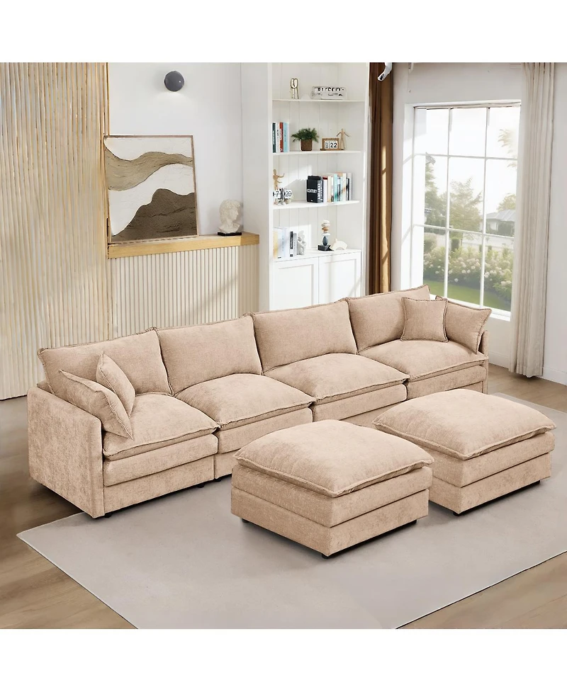 Streamdale Furniture Modular Sectional Sofa, 130.7" U Shaped Couch Set, 4-Seater Comfy Cloud Couches