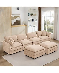 Streamdale Furniture Modular Sectional Sofa, 130.7" U Shaped Couch Set, 4-Seater Comfy Cloud Couches