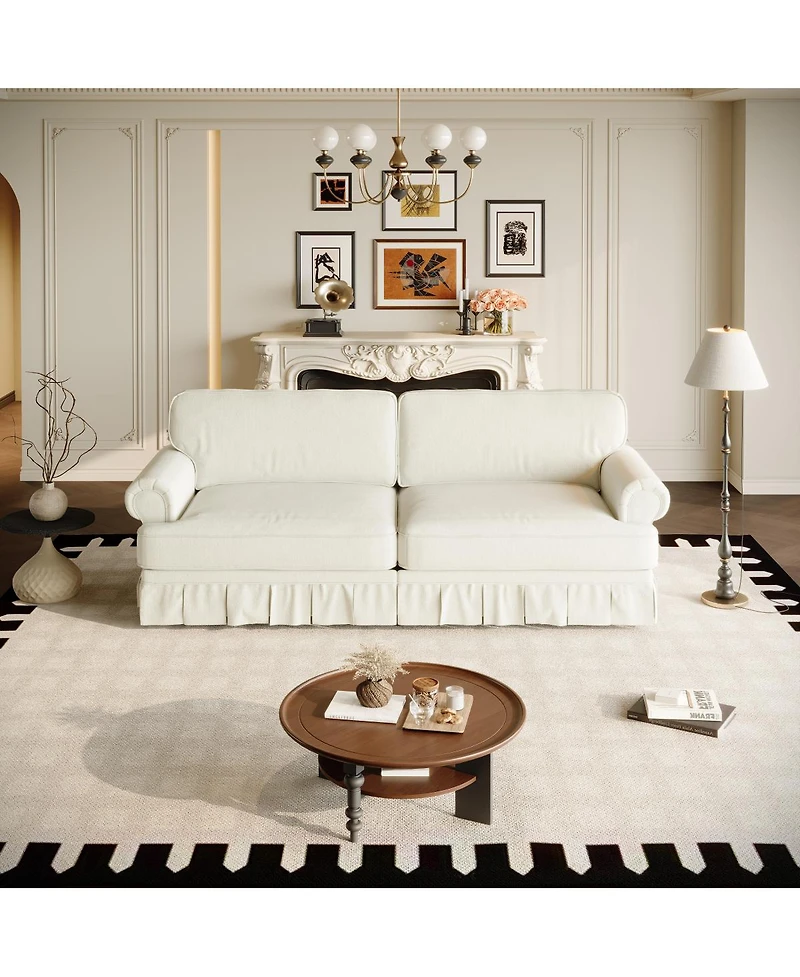 Streamdale Furniture 74" Luxuriously Comfortable 3-Seater Cloud Couch, Chenille Sofa with Rolled Arms & Skirt