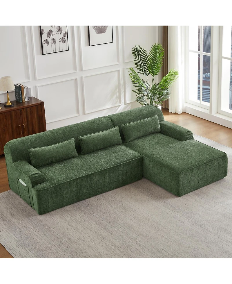 Streamdale Furniture Chenille L-Shape Luxury Sectional Sofa, Minimalist Design, Comfy Sleeper Couch