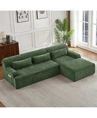 Streamdale Furniture Chenille L-Shape Luxury Sectional Sofa, Minimalist Design, Comfy Sleeper Couch