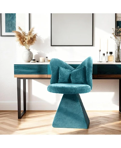 Streamdale Furniture Vanity Chair with Butterfly Back Swivel Accent Dining Makeup Stool for Bedroom