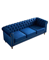 Streamdale Furniture Chesterfield Velvet Sofa 84.65 inch for Living Room